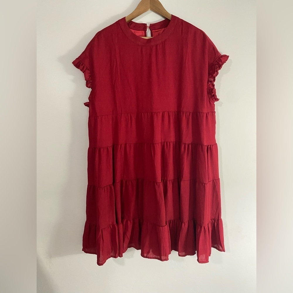 Foteisy - Red Ruffle Dress